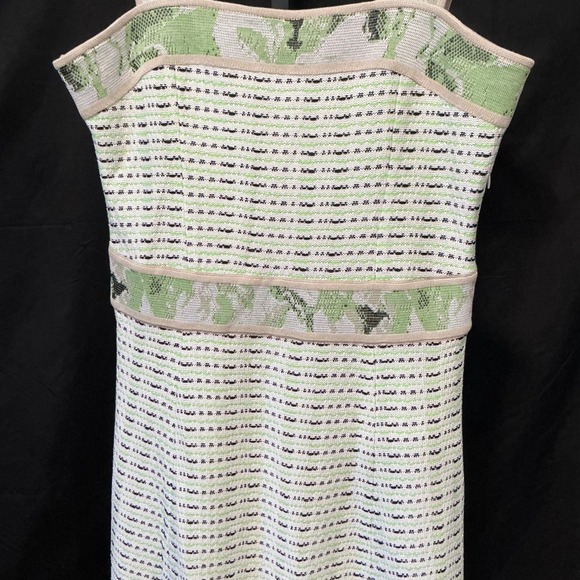 MING WANG Dotted Stripe Jacquard Dress Green/Whte/Black Fit & Flare Midi - Picture 3 of 9